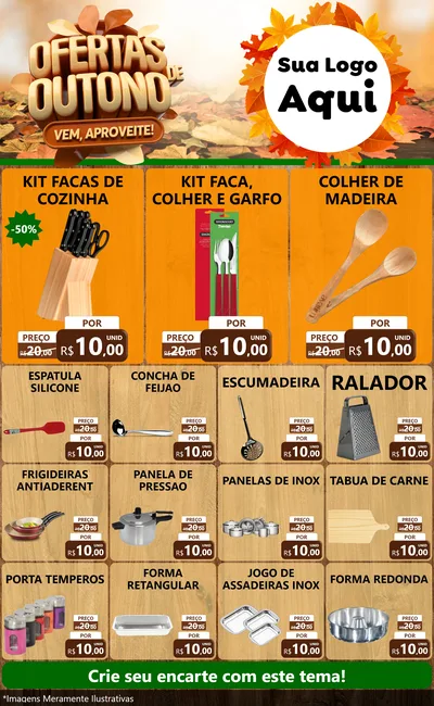 Modelo de Encarte para Encarte Grande com o tema Ofertas de Outono - Vem, Aproveite! para Utilidades Domésticas