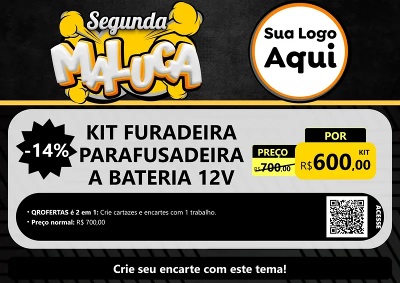 Modelo de Cartaz para Cartaz A4 Horizontal com o tema Segunda Maluca para Maquinas e Ferramentas