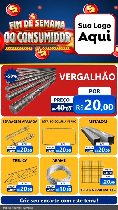 Modelo de Rede Social para Stories com o tema Fim de Semana do Consumidor para Ferragens