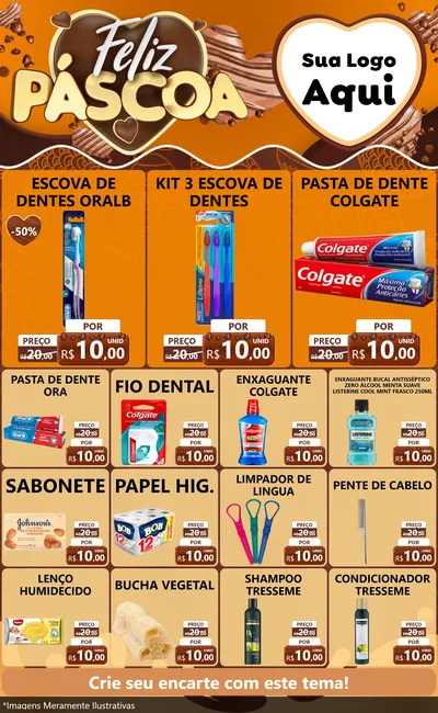 Modelo de Encarte para Encarte Grande com o tema Feliz Páscoa para Higiene Pessoal