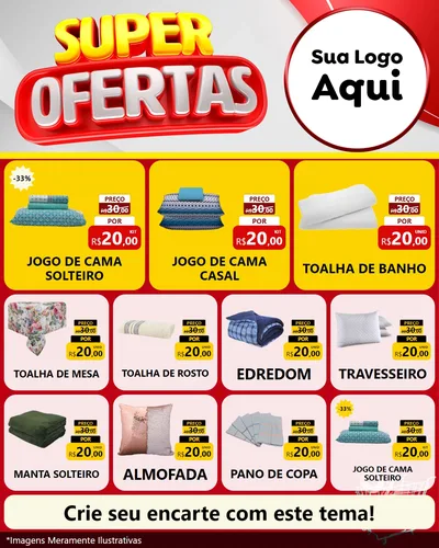 Modelo de Rede Social para Feed Instagram com o tema Super Ofertas para Cama, Mesa e Banho