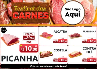 Modelo de Encarte para Encarte A4 Horizontal com o tema Festival das Carnes para Açougue
