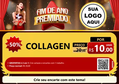 Modelo de Cartaz para Cartaz A4 Horizontal com o tema Fim de Ano Premiado para Suplementos alimentares