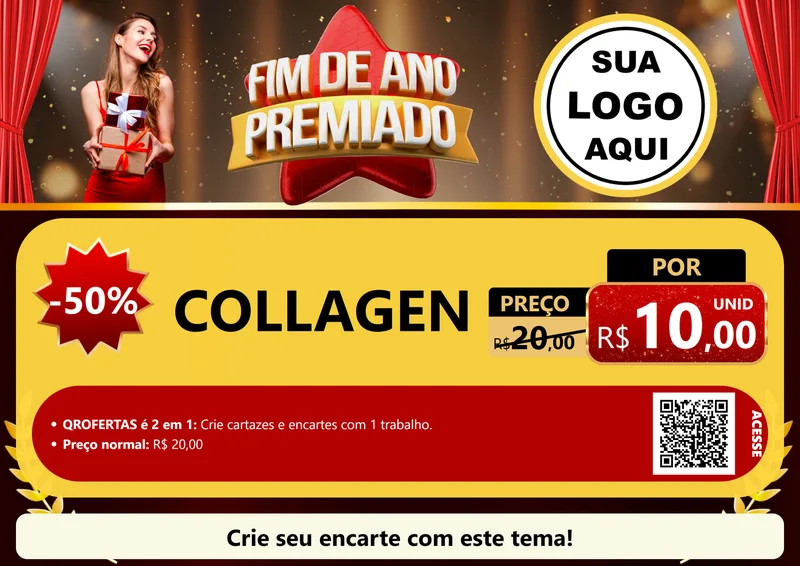 Modelo de Cartaz para Cartaz A4 Horizontal com o tema Fim de Ano Premiado para Suplementos alimentares