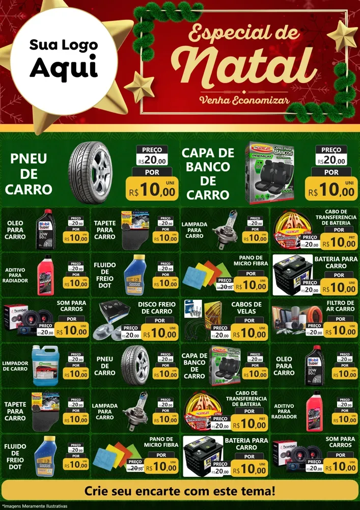 Modelo de Encarte para Encarte A4 Vertical com o tema Especial de Natal para Auto peças