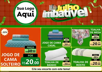 Modelo de Encarte para Encarte A4 Horizontal com o tema Julho Imbatível para Cama, Mesa e Banho