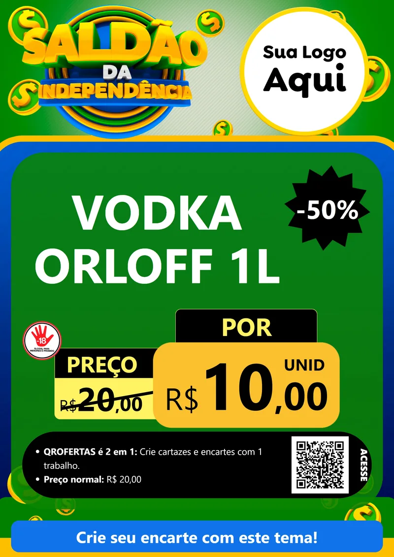 Modelo de Cartaz para Cartaz A4 Vertical com o tema Saldão da Indepêndencia para Distribuidora de bebidas