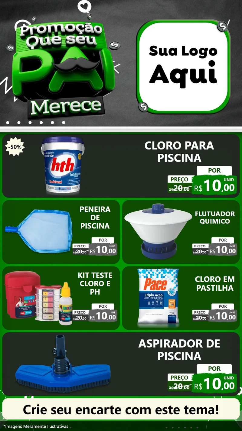 Modelo de TV para TV Vertical com o tema Promoção Que seu Pai Merece para Produtos para Piscina