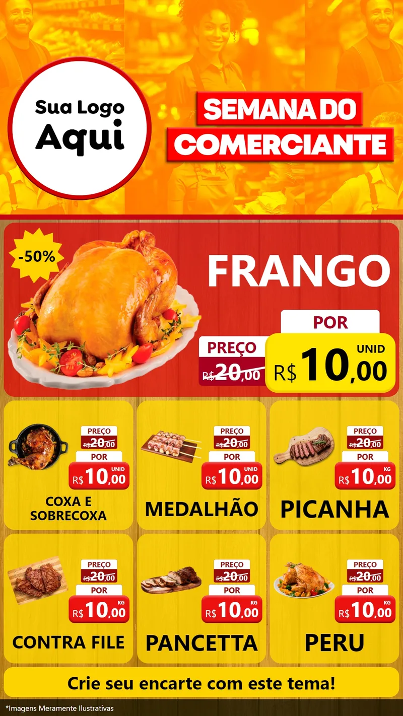 Modelo de Rede Social para Stories com o tema Semana do Comerciante para Assados