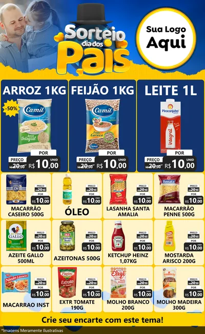 Modelo de Encarte para Encarte Grande com o tema Sorteio Dia Dos Pais para Supermercado