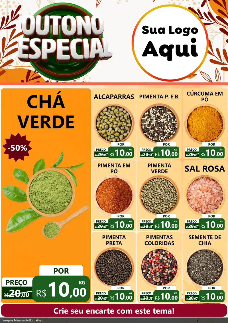 Modelo de Encarte para Encarte A4 Vertical com o tema Outono Especial para Produtos Naturais