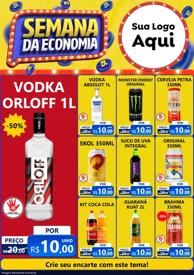 Modelo de Encarte para Encarte A4 Vertical com o tema Semana da Economia para Distribuidora de bebidas