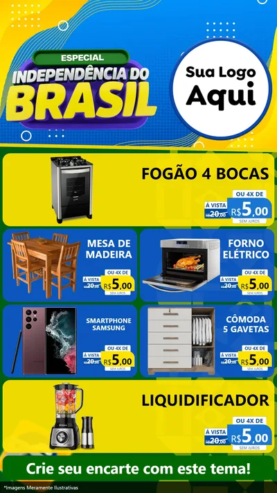 Modelo de TV para TV Vertical com o tema Especial Independência do Brasil para Móveis e Eletro