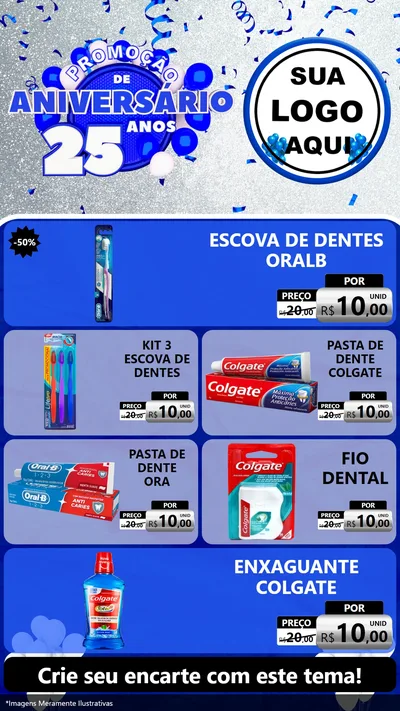 Modelo de TV para TV Vertical com o tema Promoção de Aniversário - 25 Anos para Higiene Pessoal