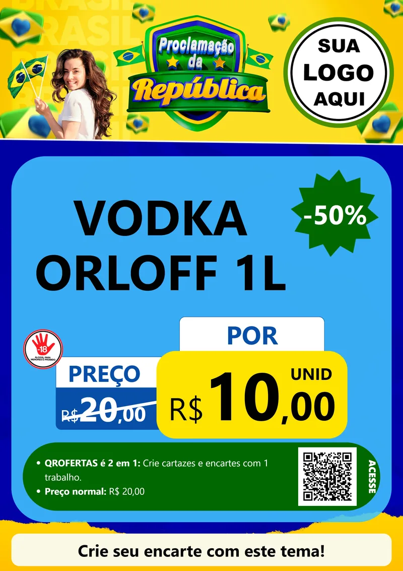 Modelo de Cartaz para Cartaz A4 Vertical com o tema Proclamação da República para Distribuidora de bebidas