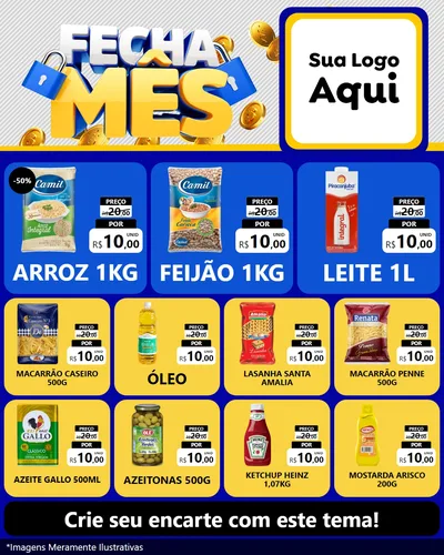 Modelo de Rede Social para Feed Instagram com o tema Fecha Mês para Supermercado