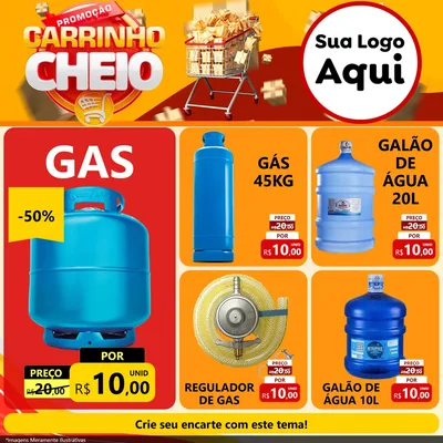 Modelo de Rede Social para Feed Facebook com o tema Promoção carrinho cheio para Água e gás