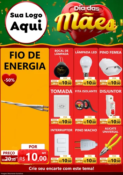 Modelo de Encarte para Encarte A4 Vertical com o tema Dia das Mães para Materiais Elétricos