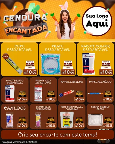 Modelo de Rede Social para Feed Instagram com o tema Cenoura Encantada - Páscoa para Embalagens