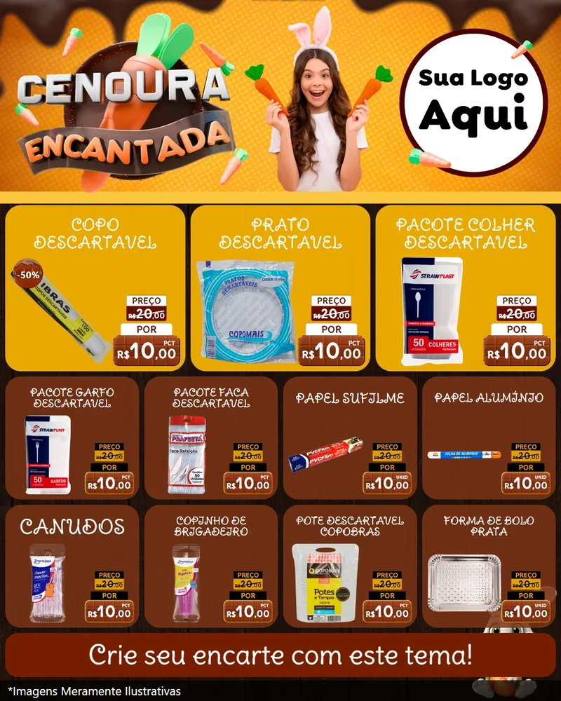 Modelo de Rede Social para Feed Instagram com o tema Cenoura Encantada - Páscoa para Embalagens