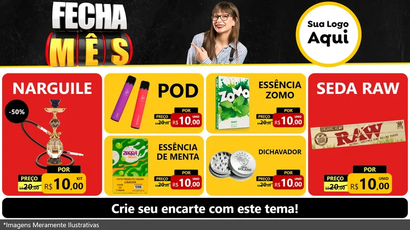 Modelo de TV para TV Horizontal com o tema Fecha Mês para Tabacaria