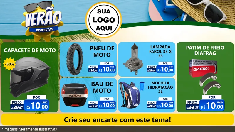 Modelo de TV para TV Horizontal com o tema Verão de Ofertas para Moto peças