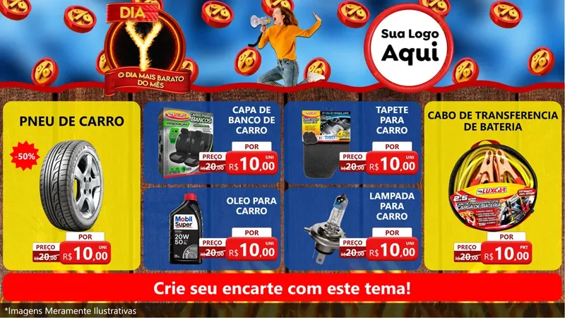 Modelo de TV para TV Horizontal com o tema Dia Y - O Dia Mais Barato Do Mês para Auto peças