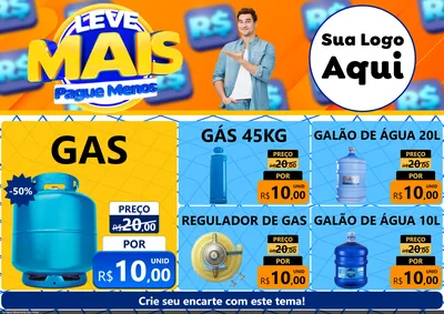 Modelo de Encarte para Encarte A4 Horizontal com o tema Leve Mais, Pague Menos para Água e gás