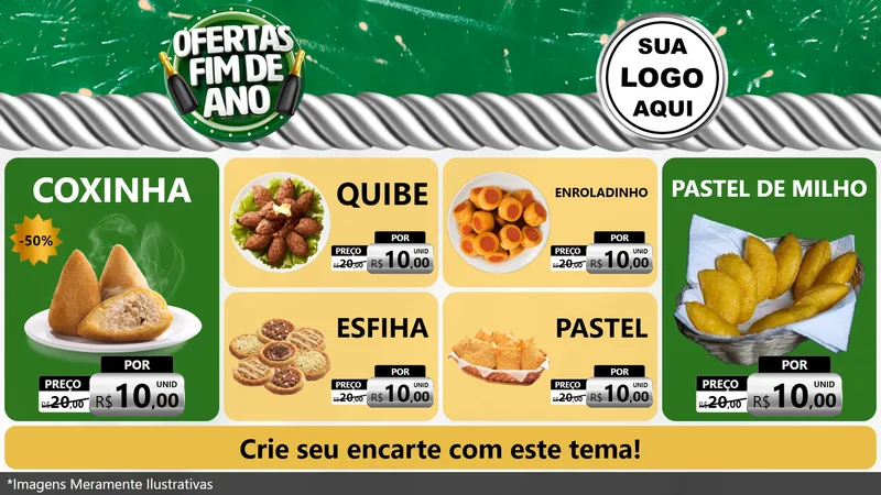 Modelo de TV para TV Horizontal com o tema Ofertas Fim de Ano para Salgadaria