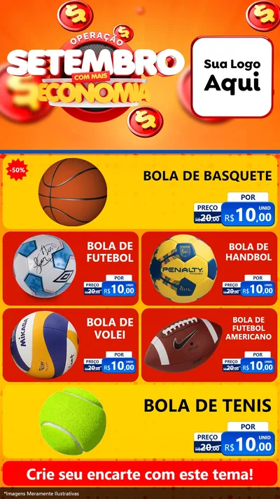 Modelo de TV para TV Vertical com o tema Operação Setembro Com Muita Economia para Artigos Esportivos