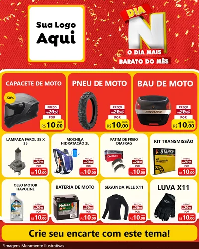 Modelo de Rede Social para Feed Instagram com o tema Dia N o Dia Mais Barato do Mês para Moto peças