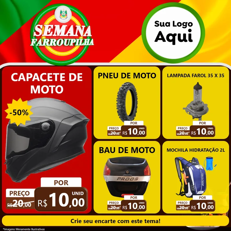 Modelo de Rede Social para Feed Facebook com o tema Semana Farroupilha para Moto peças