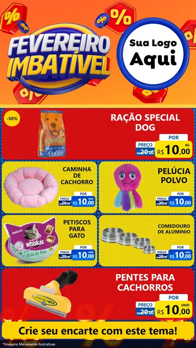 Modelo de TV para TV Vertical com o tema Fevereiro Imbatível para Pet Shop