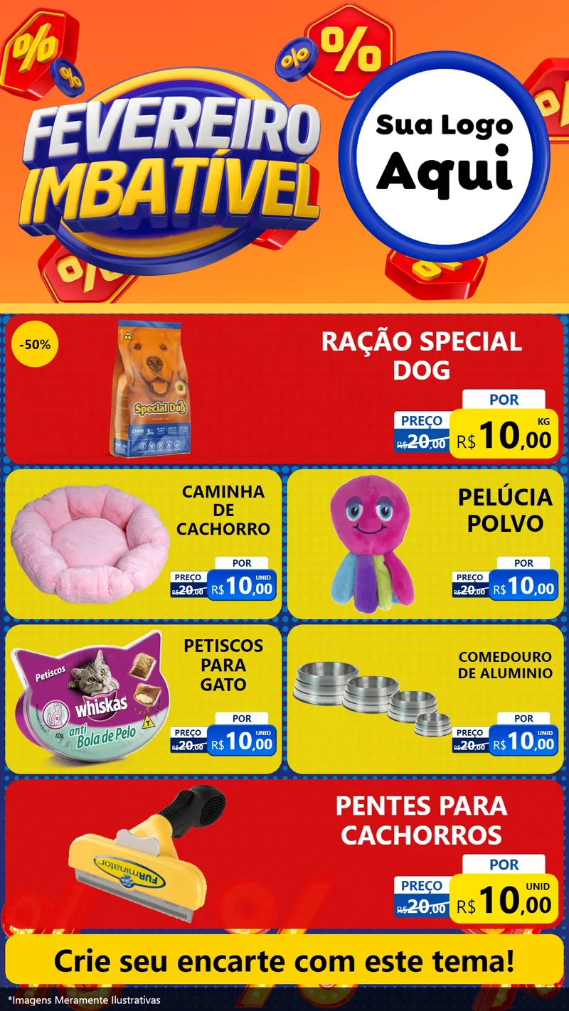 Modelo de TV para TV Vertical com o tema Fevereiro Imbatível para Pet Shop
