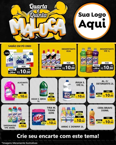 Modelo de Rede Social para Feed Instagram com o tema Quarta e Quinta Maluca para Produtos de Limpeza