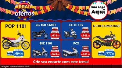 Modelo de TV para TV Horizontal com o tema Arraiá de Ofertas para Concessionaria de Motos
