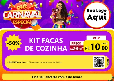 Modelo de Cartaz para Cartaz A4 Horizontal com o tema Pré-Carnaval Especial para Utilidades Domésticas