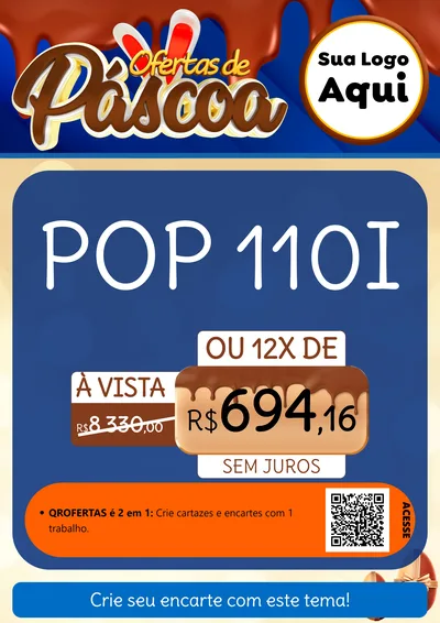 Modelo de Cartaz para Cartaz A4 Vertical com o tema Ofertas de Páscoa para Concessionaria de Motos
