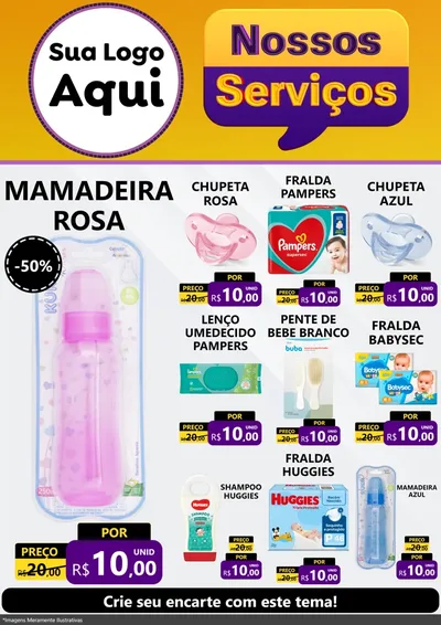 Modelo de Encarte para Encarte A4 Vertical com o tema Nossos Serviços para Bebês