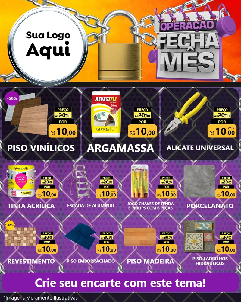 Modelo de Rede Social para Feed Instagram com o tema Operação Fecha Mês para Material para Construção