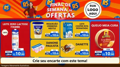 Modelo de TV para TV Horizontal com o tema Final de Semana de Ofertas para Frios e Laticínios