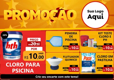 Modelo de Encarte para Encarte A4 Horizontal com o tema Promoção para Produtos para Piscina