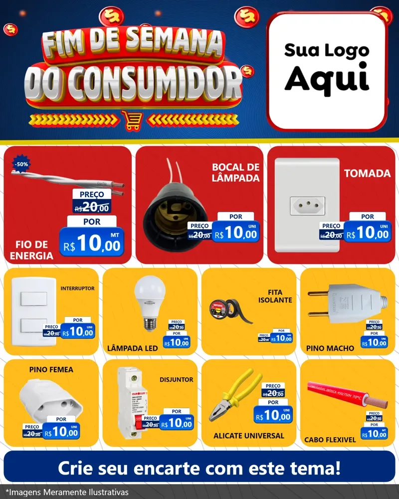 Modelo de Rede Social para Feed Instagram com o tema Fim de Semana do Consumidor para Materiais Elétricos