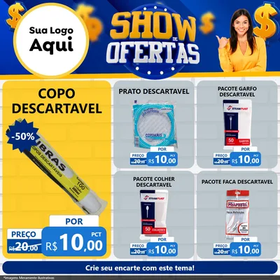 Modelo de Rede Social para Feed Facebook com o tema Show de Ofertas para Embalagens