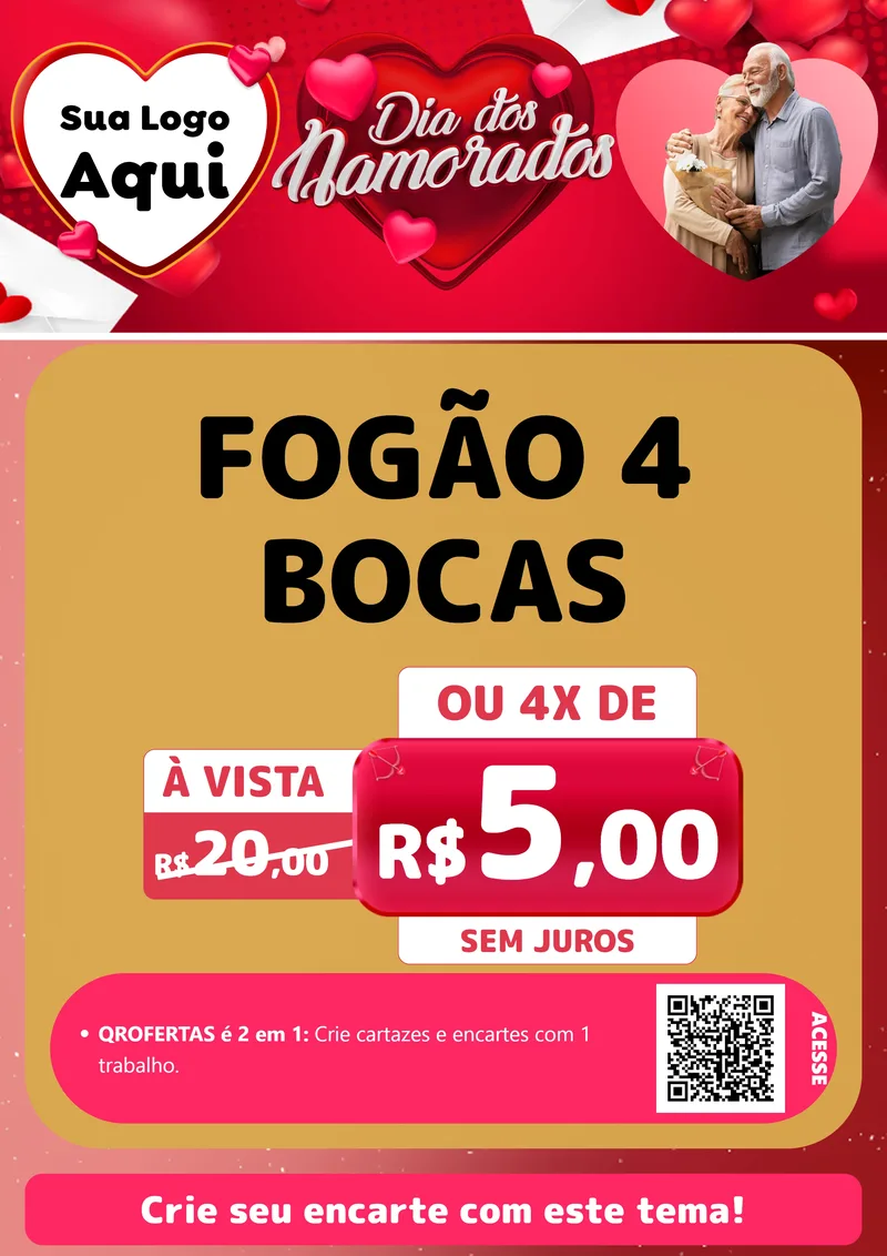 Modelo de Cartaz para Cartaz A4 Vertical com o tema Dia Dos Namorados para Móveis e Eletro
