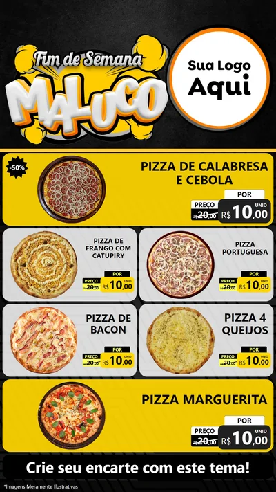 Modelo de TV para TV Vertical com o tema Fim de Semana Maluco para Pizzaria