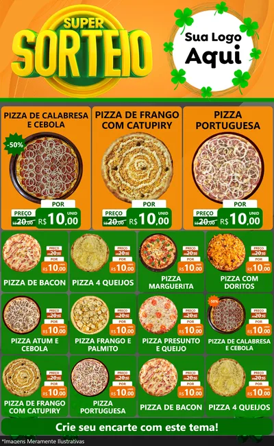Modelo de Encarte para Encarte Grande com o tema Super Sorteio para Pizzaria