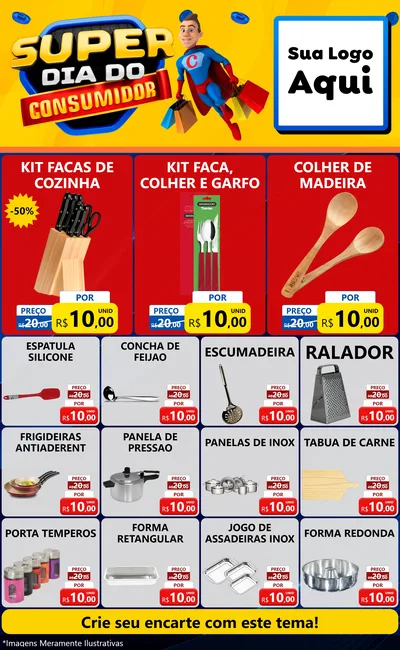 Modelo de Encarte para Encarte Grande com o tema Super Dia do Consumidor para Utilidades Domésticas