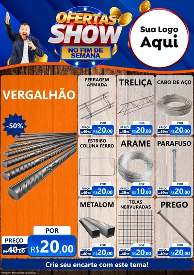 Modelo de Encarte para Encarte A4 Vertical com o tema Ofertas Show No Fim De Semana para Ferragens