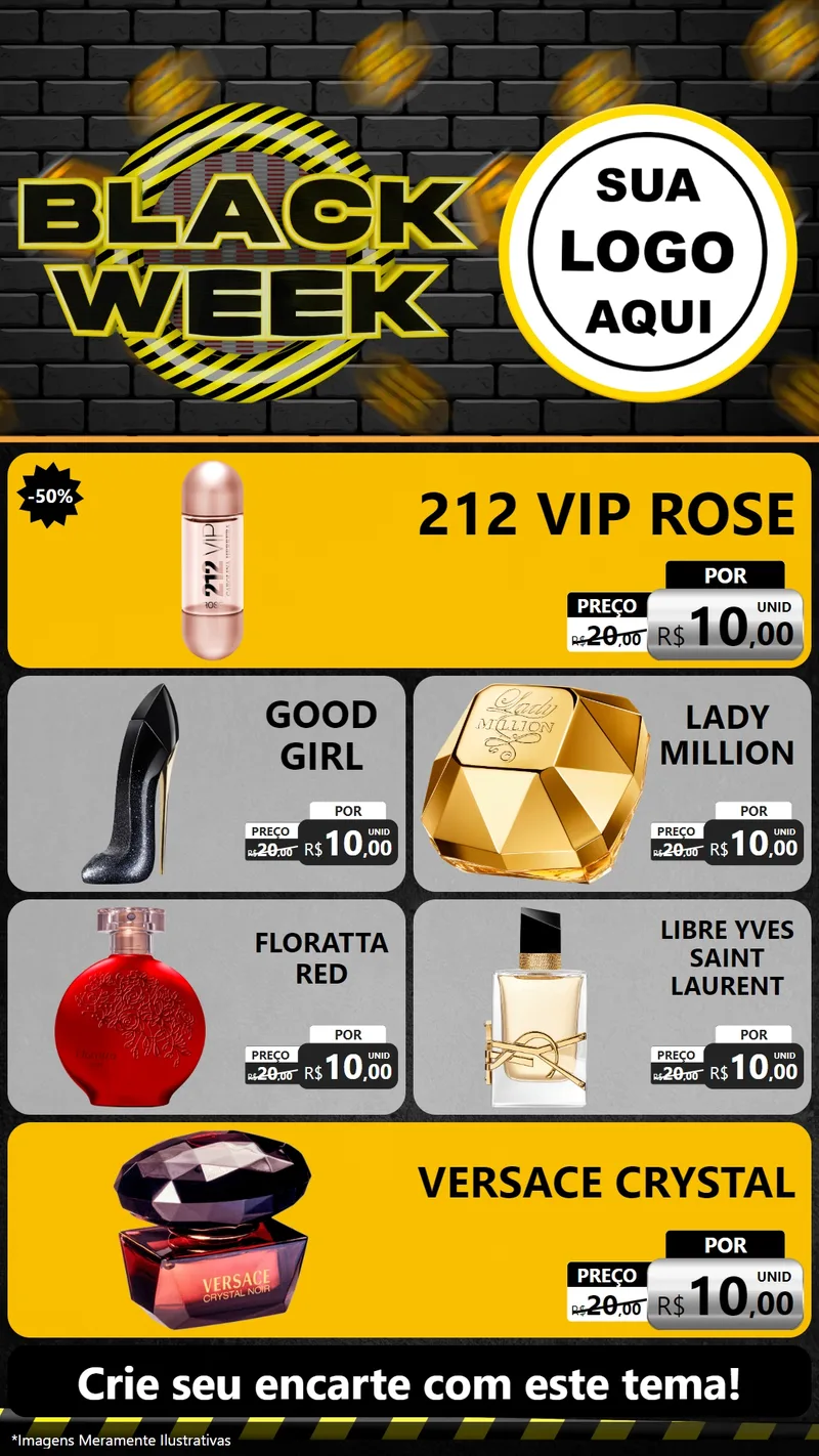 Modelo de TV para TV Vertical com o tema Black Week para Perfumes
